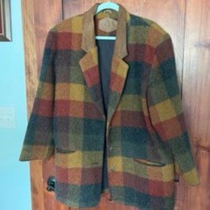 Vintage 90s Woolrich Large Wool and Leather Blazer jacket